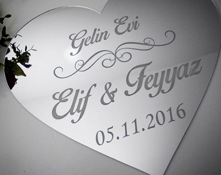 Ayna Pleksi, Ayna Harf, Kapı Süsü, Nişan, Düğün, Kına, Ayna İsimlik jpg